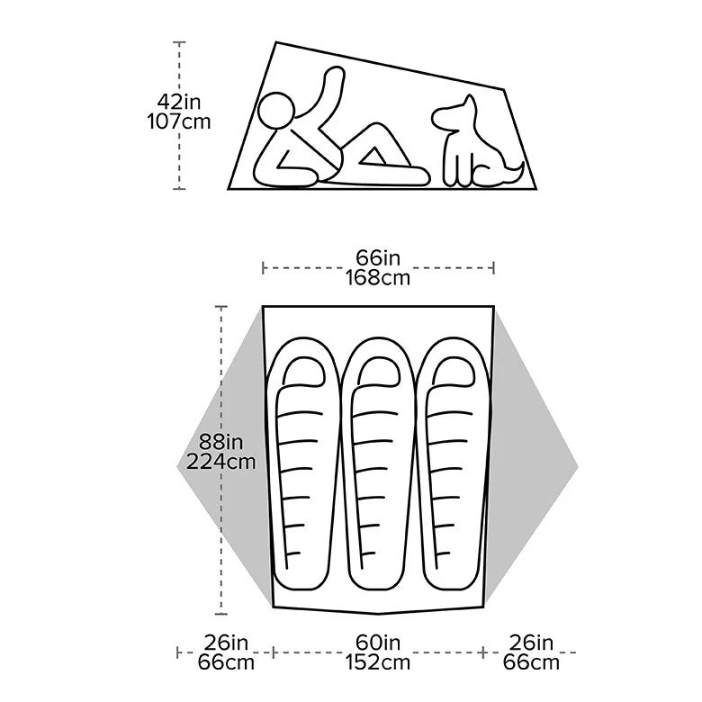 Palapinė Big Agnes Tiger Wall UL3, Mercury/Evening Primrose