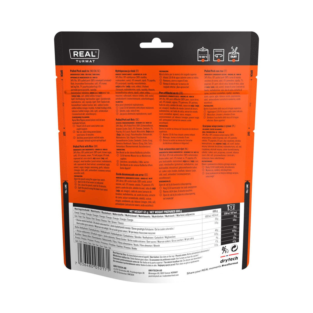 Kelioninis maistas Drytech Real Turmat Pulled Pork wit Rice