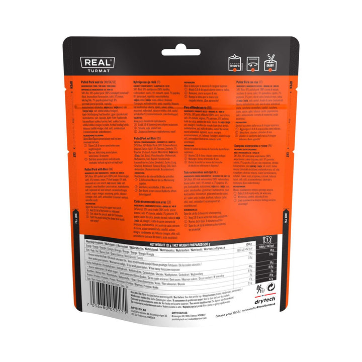 Kelioninis maistas Drytech Real Turmat Pulled Pork wit Rice