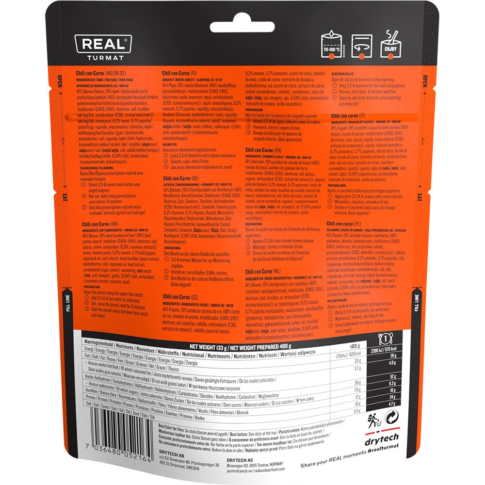 Kelioninis maistas Drytech Real Turmat Chili con Carne